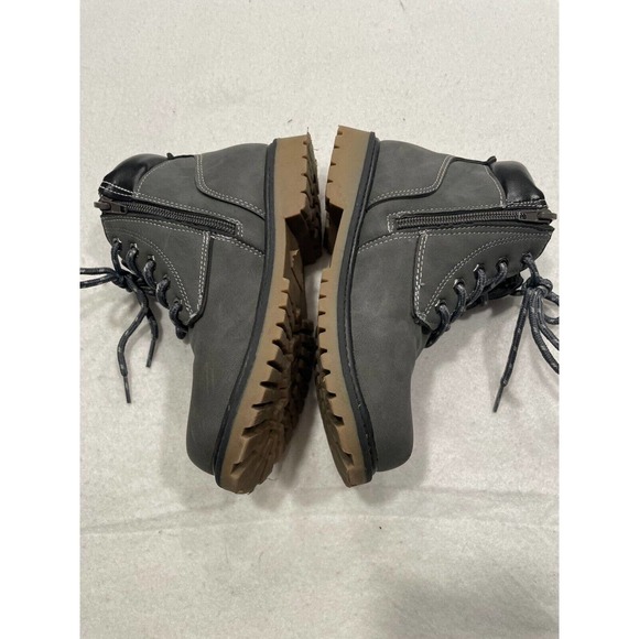 Kids Toddler Boots Size US 1 EU32 JP20 Gray Classic Lace Up Side-Zipper Lug Sole - Picture 6 of 9